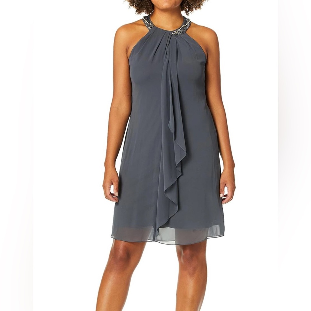 Jewel Neck Halter Dress